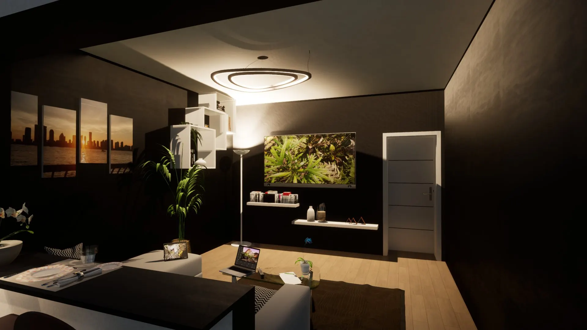 Contemporary House with Pool — Decimomannu — Modello 3D — Zona Giorno Open Space