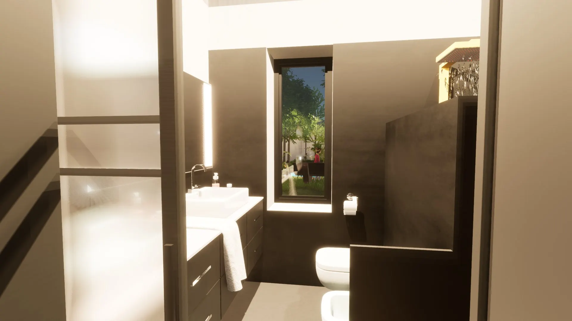 Contemporary House with Pool — Decimomannu — Modello 3D — Bagno