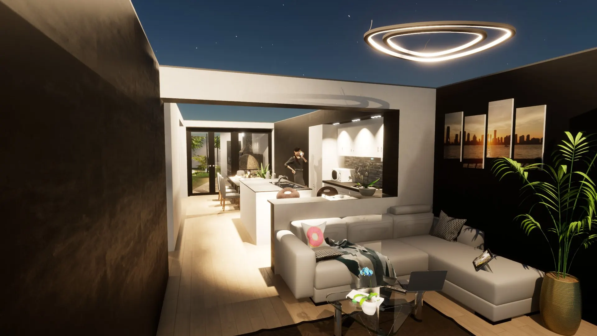 Contemporary House with Pool — Decimomannu — Modello 3D — Soggiorno